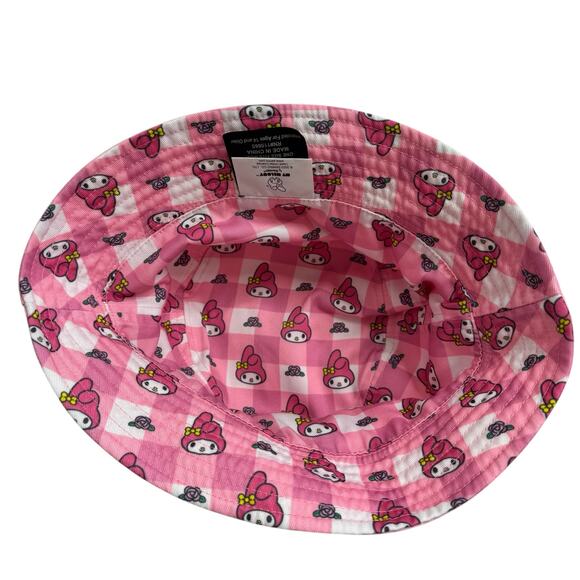 SANRIO My Melody Pink Reversible Bucket Hat Embroidered One Size Adult Cotton - Picture 7 of 9